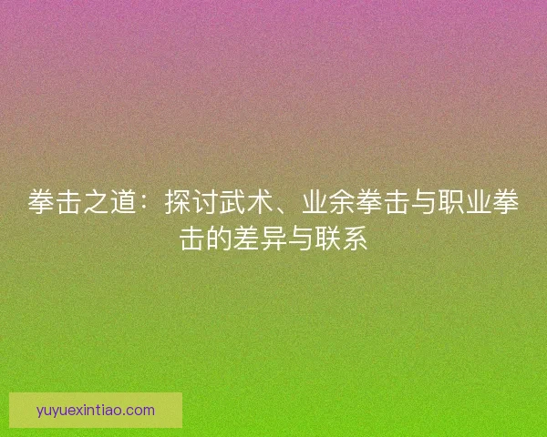拳击之道:探讨武术、业余拳击与职业拳击的差异与联系 拳击之道:探讨武术、业余拳击与职业拳击的差异与联系